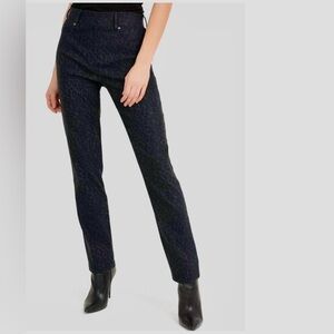 Joseph Ribkoff Black/Gray Leopard Print Slim Straight Leg Pull On Pant Womens 12